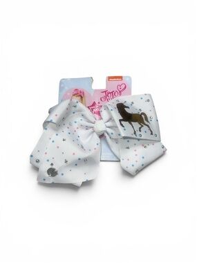 Nickelodeon White Star & Horse Print Hair Bow with Sparkle Accents